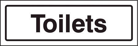Toilets visual impact sign 5mm acrylic sign 450x150mm c/w stand off locators