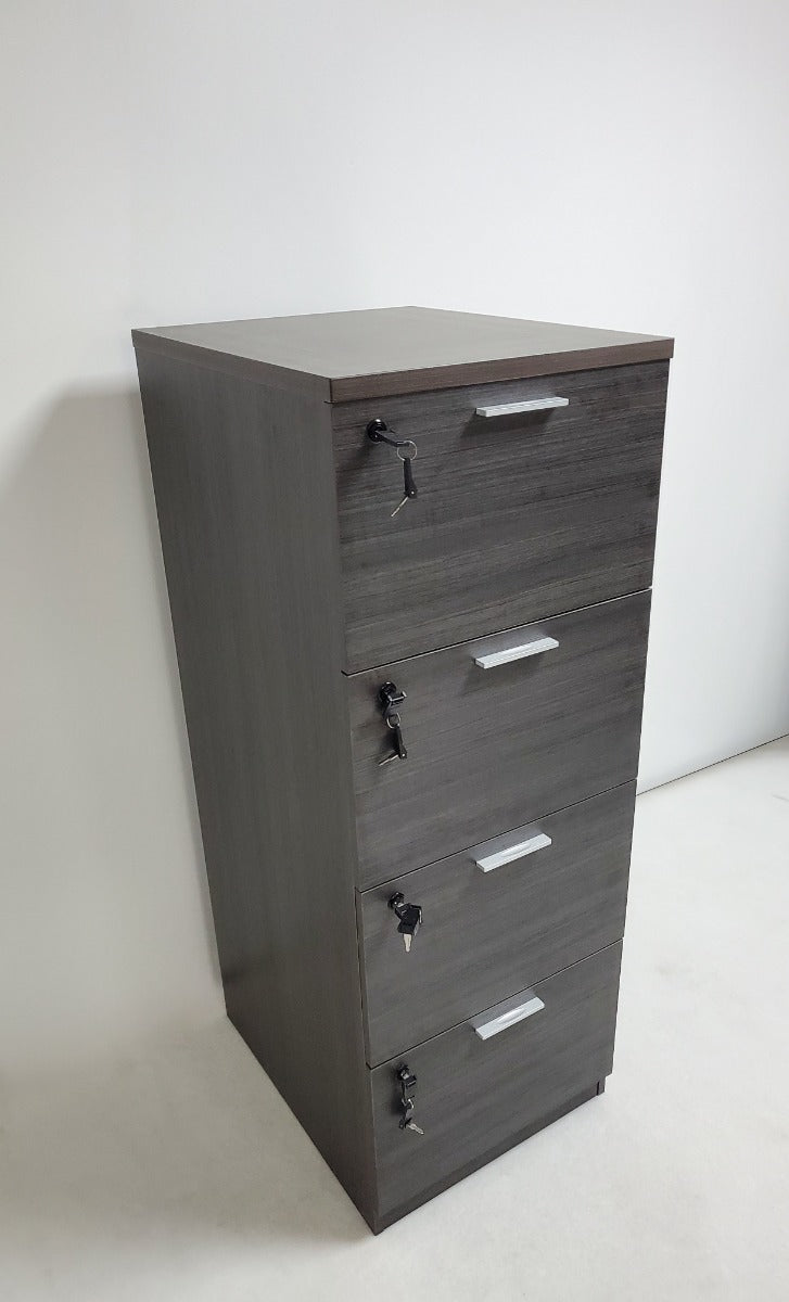 Modern Grey Oak Four Drawer Filing Cabinet - Suspension Files Compatible - AB84-4DR-DG04 UK