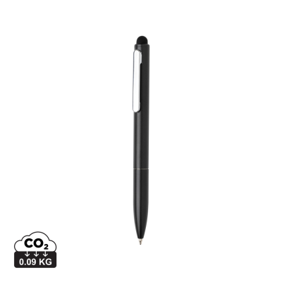 KYMI RCS CERTIFIED RECYCLED ALUMINIUM METAL PEN with Stylus in Black.