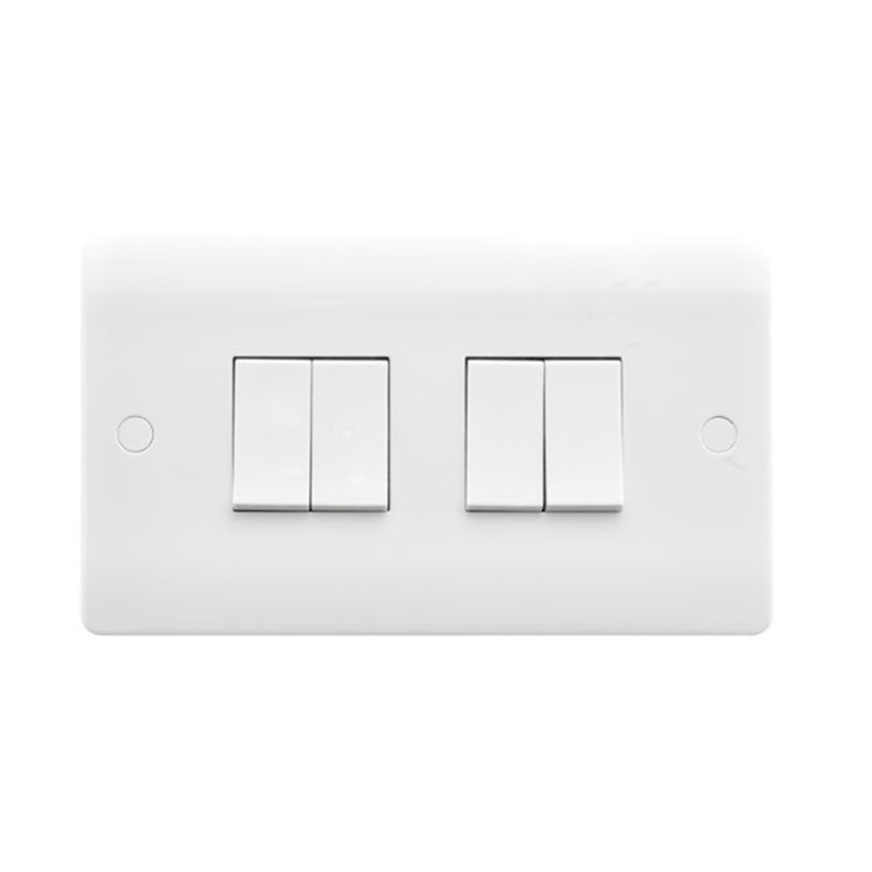 Hamilton Verve 4G 10A 2 Way Micro Grid Rocker Switch White