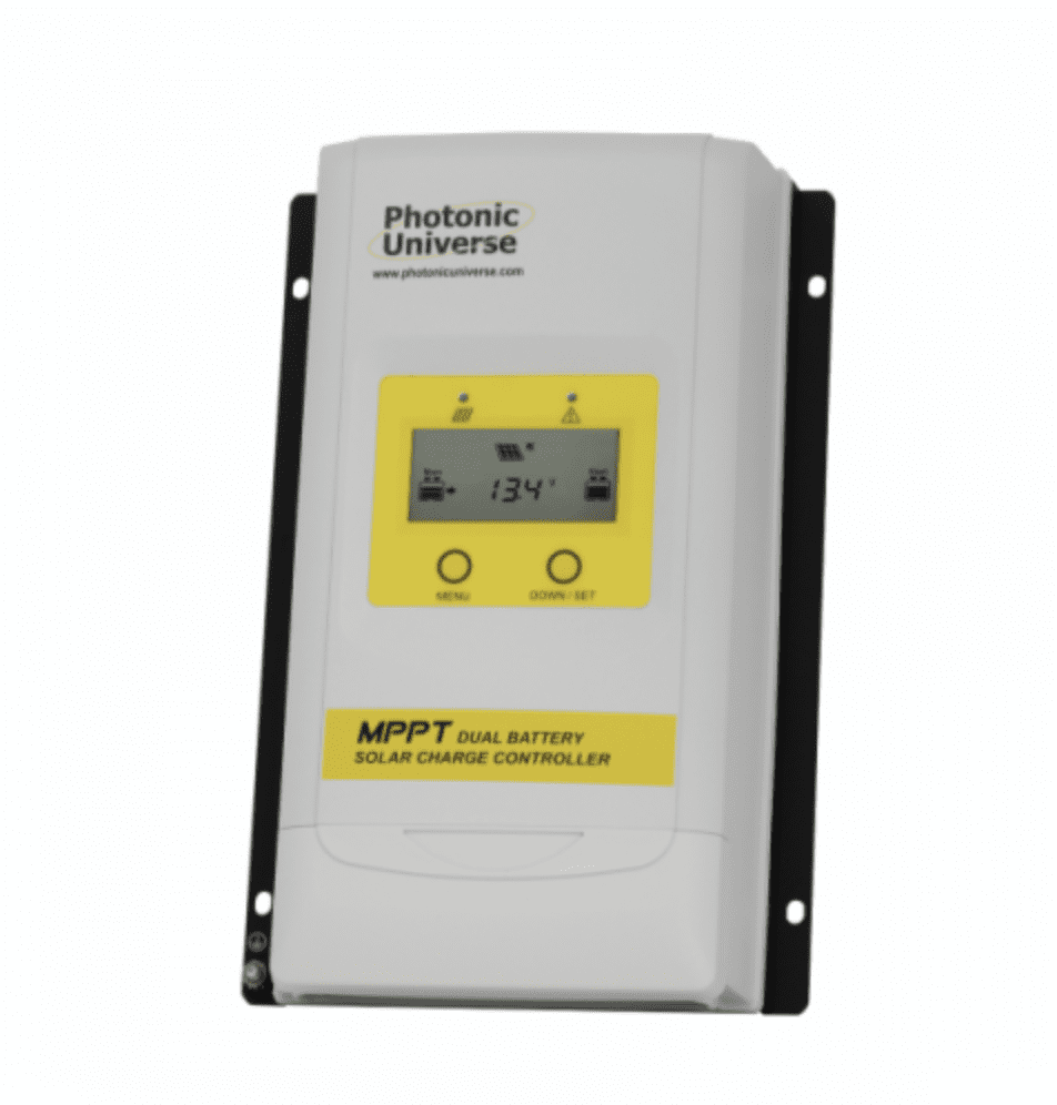 high efficiency 20a dual battery mppt solar charge controller with lcd display for solar panels up to 260w (12v battery system) / 520w (24v battery system)
