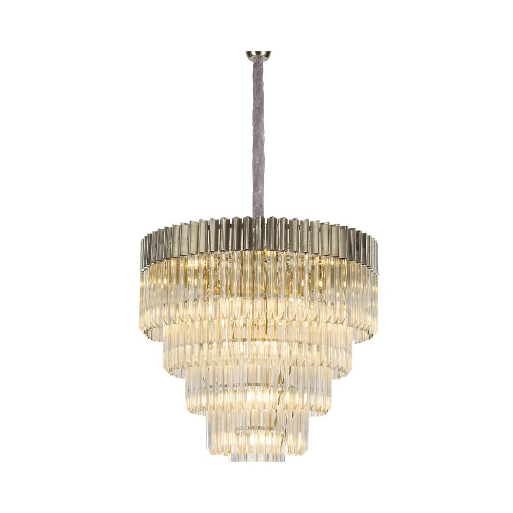 Luxuria Osiris 80cm Pendant Round 5 Tier 19 Light E14 Polished Nickel/Clear Sculpted Glass