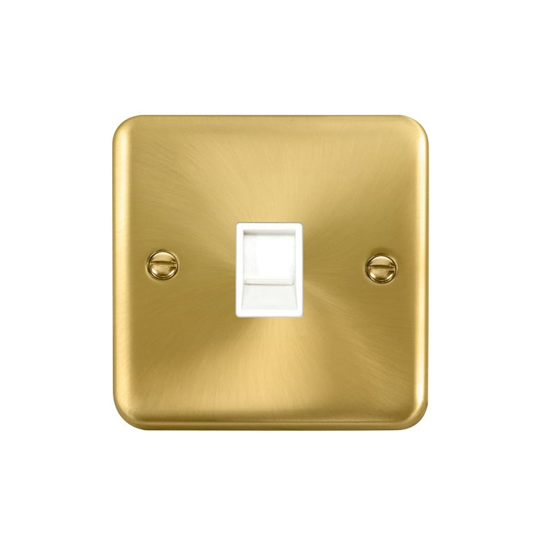 Click Deco Plus Single RJ11 (Irish/US) Outlet Satin Brass White Inserts