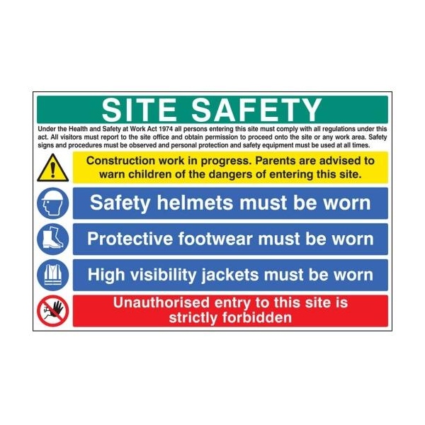 Site Safety Construction Work in Progress - Helmets, Footwear, Hi-Vis - Recyclable PET