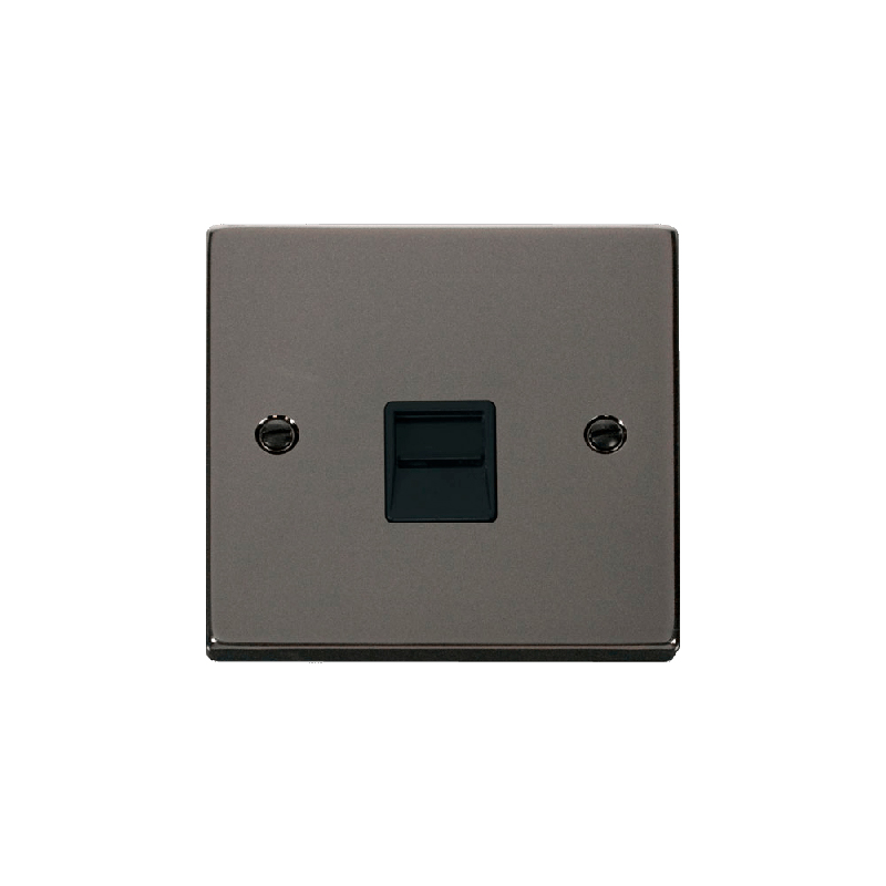 Click Deco Single Telephone Socket Outlet Master Black Nickel Insert Black