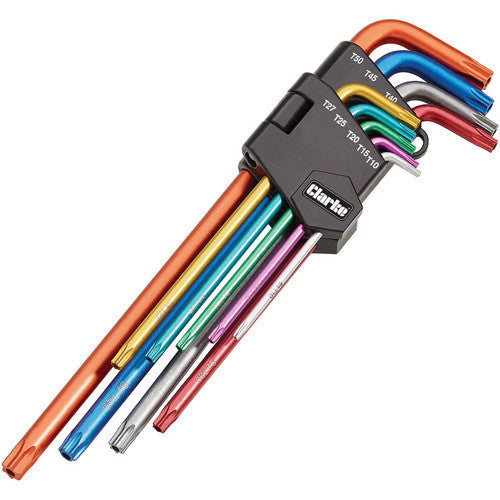 Clarke PRO345 9 Piece Colour Coded Extra-Long Star Key Set