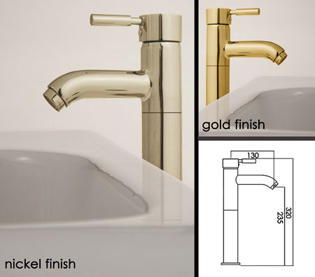 Nickel Tall Basin Mixer Tap (48B)