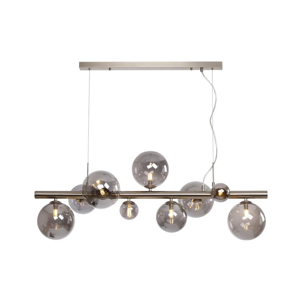 Luxuria Thorne Linear Pendant 9xG9 Satin Nickel Smoke Plated Glass