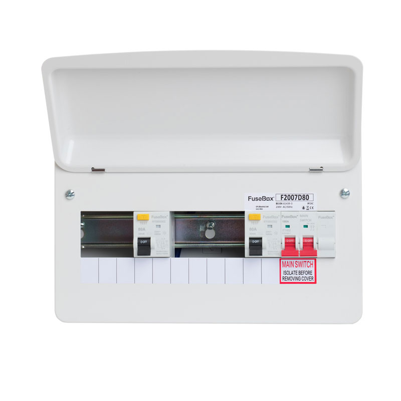 FuseBox Consumer Unit with 7 Useable Ways Dual RCD & Main Switch