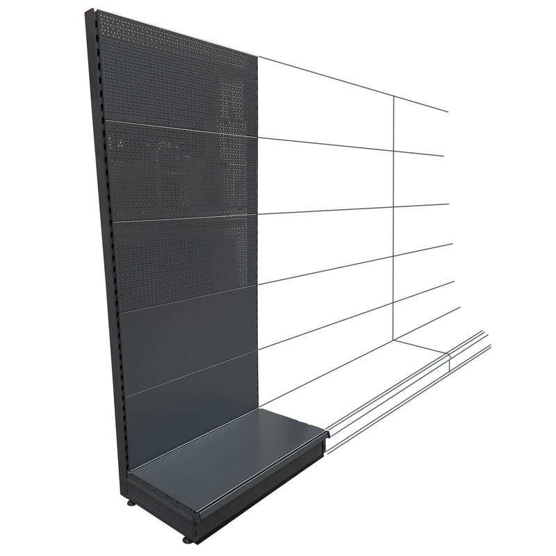 K50 Add-on Wall Bay - Mixed Peg & Plain Back Panels, 37cm deep base, Dark Grey, Choice of widths & heights...