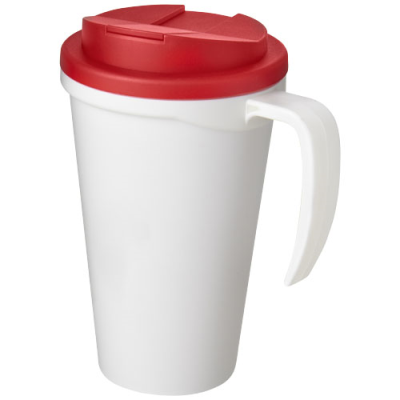 AMERICANO® GRANDE 350 ML MUG with Spill-Proof Lid in White & Red.