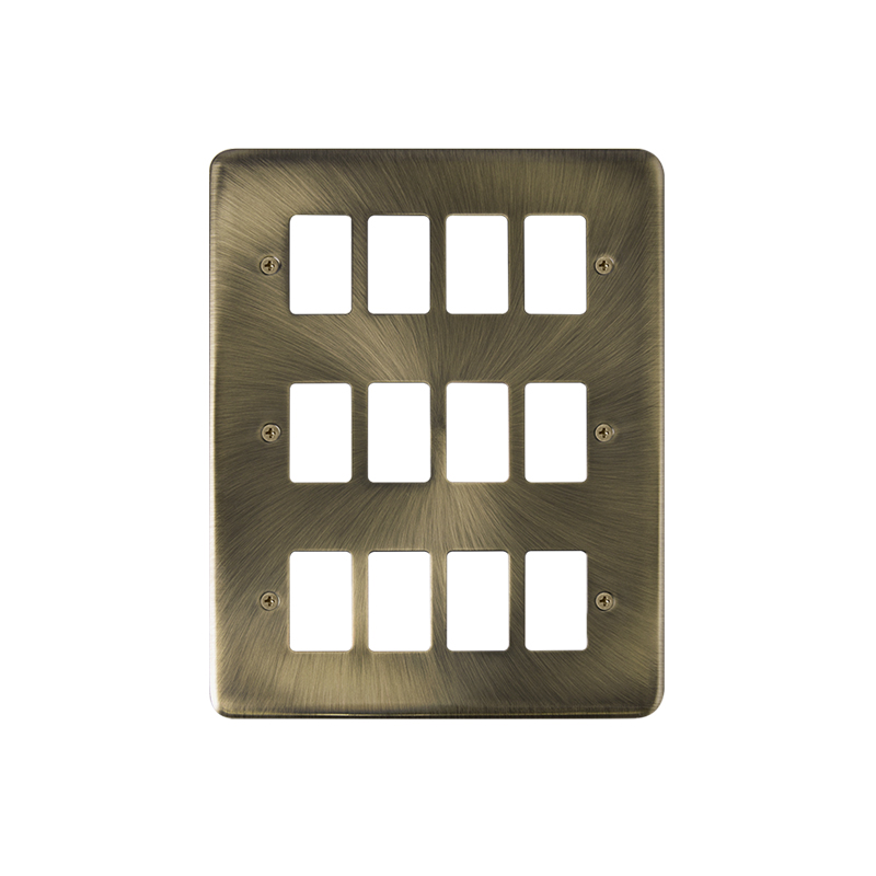 Click Deco Plus 12 Gang GridPro Frontplate Antique Brass