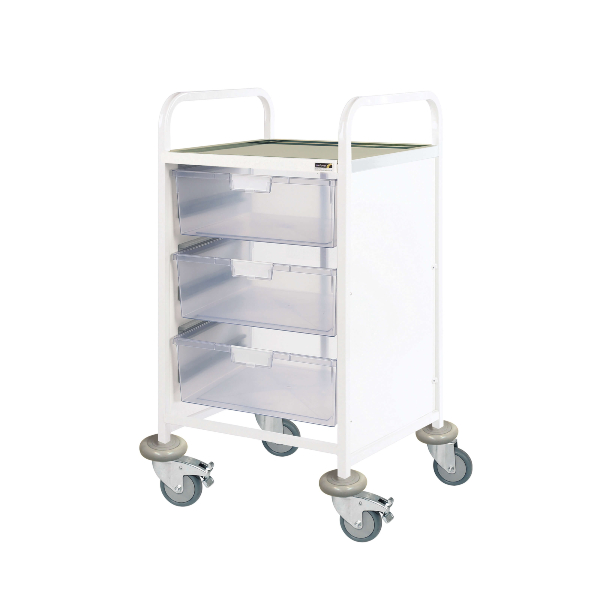 Vista 50 Clinical Trolley 3 Deep Trays - Clear