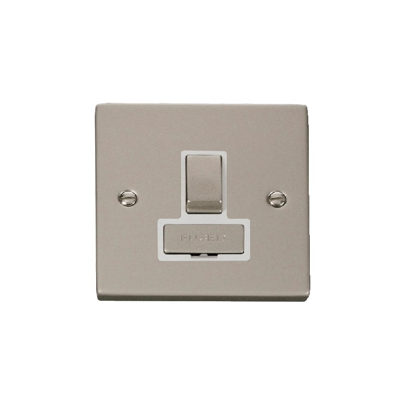 Click Deco 13A Fused 'Ingot' DP Switched Connection Unit Pearl Nickel Insert White