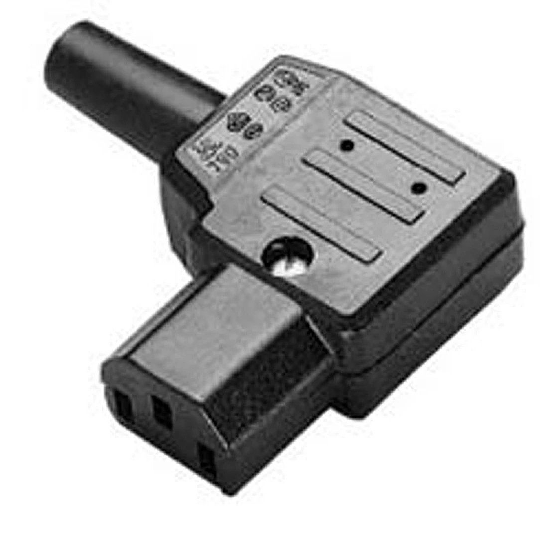 IEC C13 REWIREABLE RIGHT ANGLE SOCKET