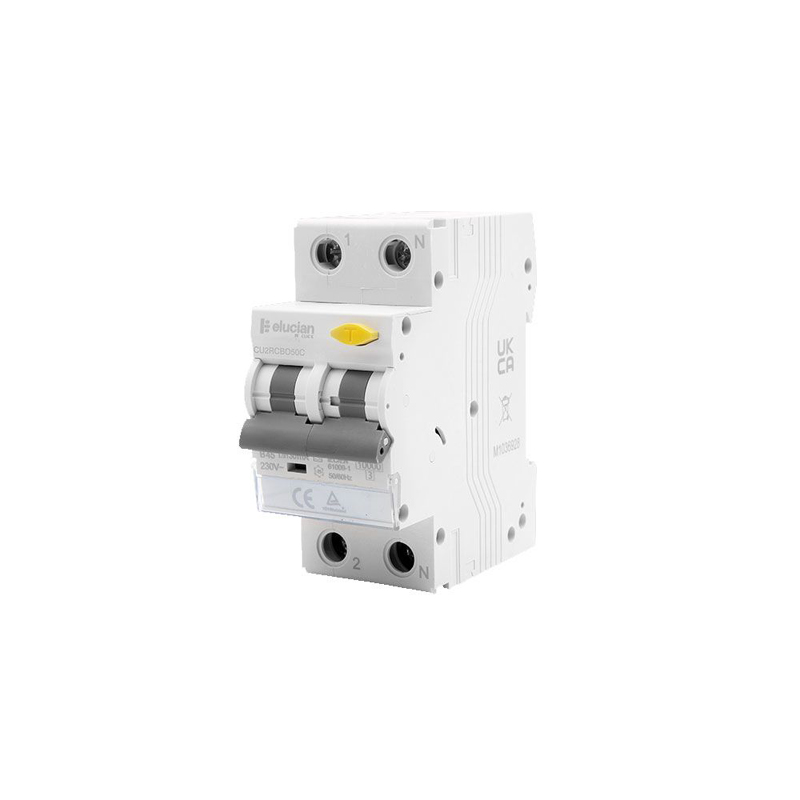 Click Elucian 2 Module Double Pole 50A 30mA C Curve Type A 6kA RCBO