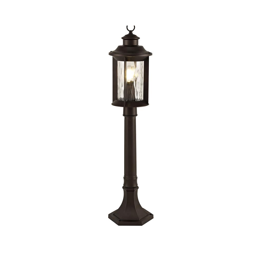 Luxuria Orchid Post Lamp E27 Antique Bronze/Clear Ripple Glass IP54