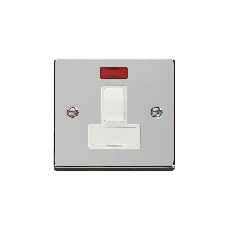 Click Deco 13A DP Switched Fused Connection Unit With Neon Polished Chrome Insert White