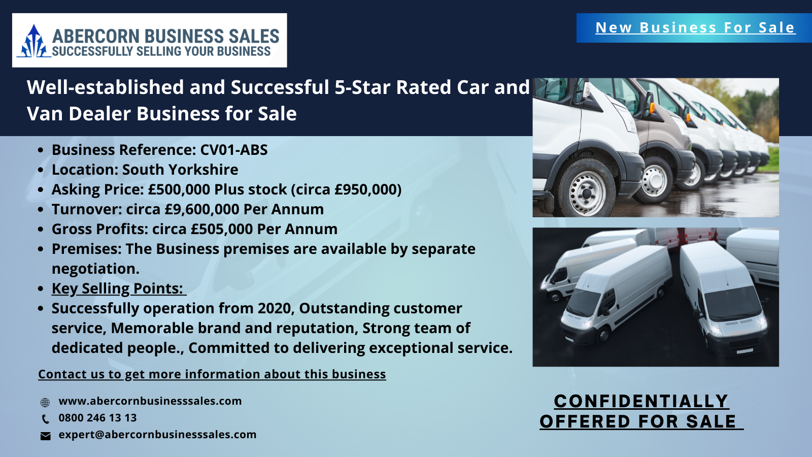 CV01-ABS - Well-established and Successful 5-Star Rated Car and Van Dealer Business for Sale