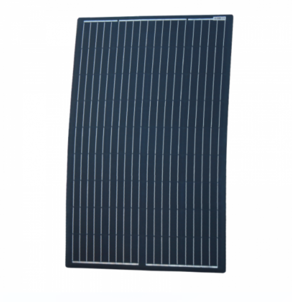 120W Black Reinforced Semi-Flexible Solar Panel With Round Rear Junction Box And 3M Cable, With Durable Etfe Coating