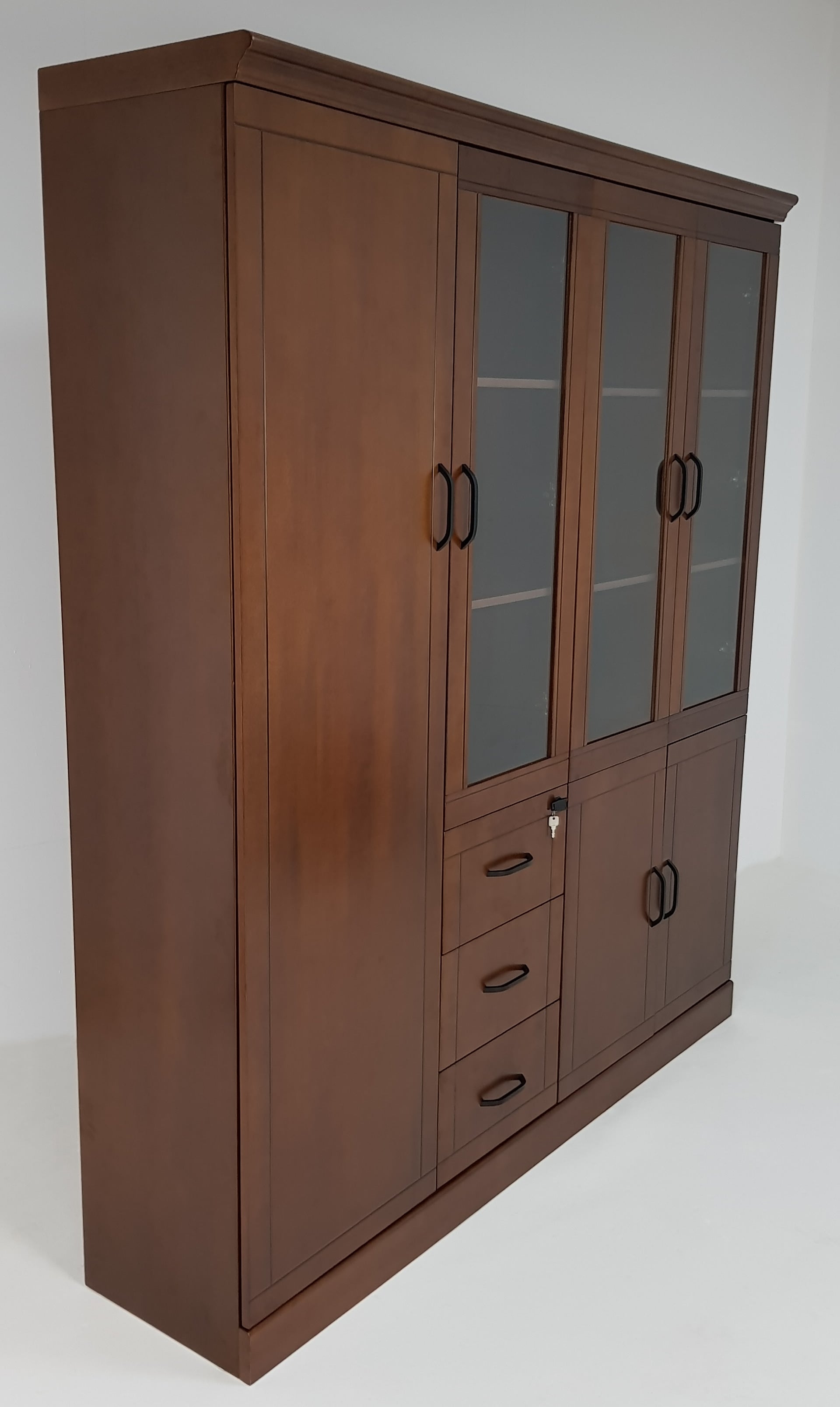 Real Wood Veneer Walnut Four Door Executive Bookcase - 1861A-4DR North Yorkshire