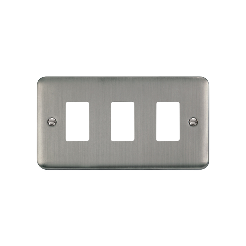 Click GridPro Deco Plus 3 Gang Frontplate Stainless Steel