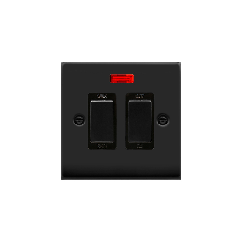 Click Deco 20A DP Sink/Bath Switch with Neon Matt Black Insert Black