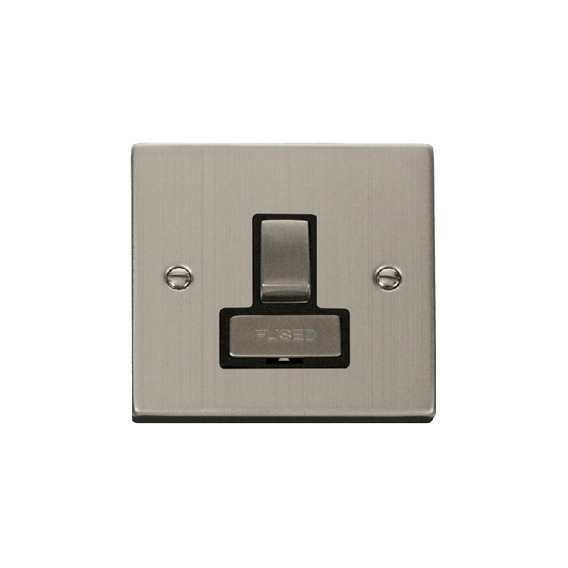 Click Deco 13A Fused 'Ingot' DP Switched Connection Unit Stainless Steel Insert Black