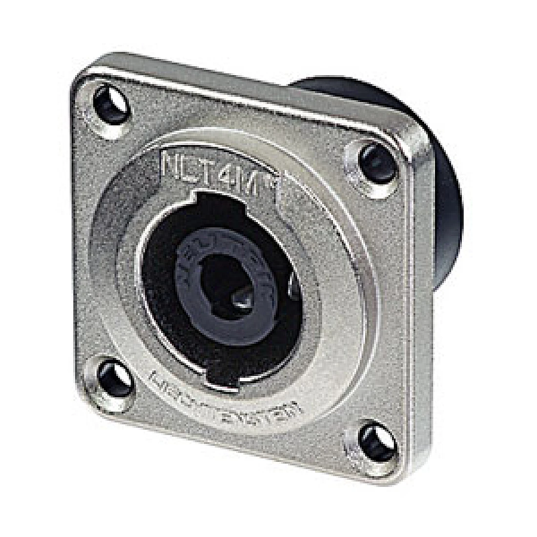 4 pole male chassis connector, metal housing, vertical PCB mount