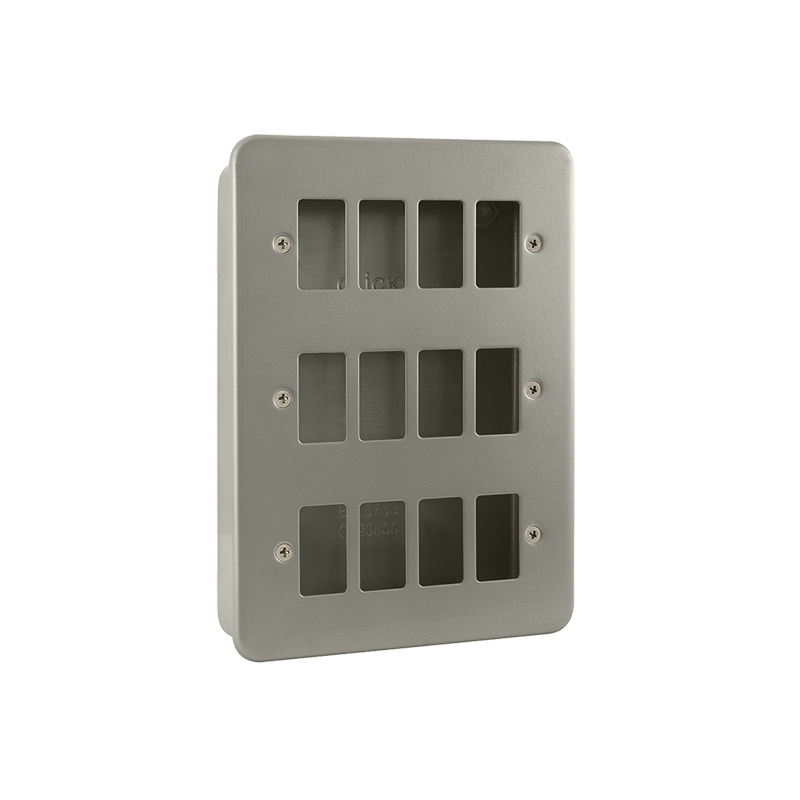 Click GridPro Metal Clad 12 Gang Frontplate with Back Box (No Knockouts)