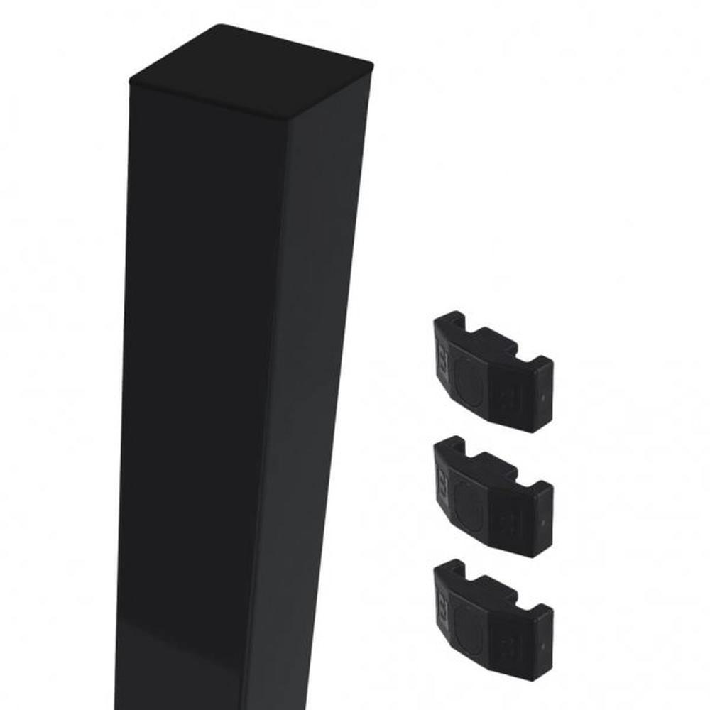 Black Mid/End Post For 0.9m High FenceWith Fixings (1.5m Overall Length)