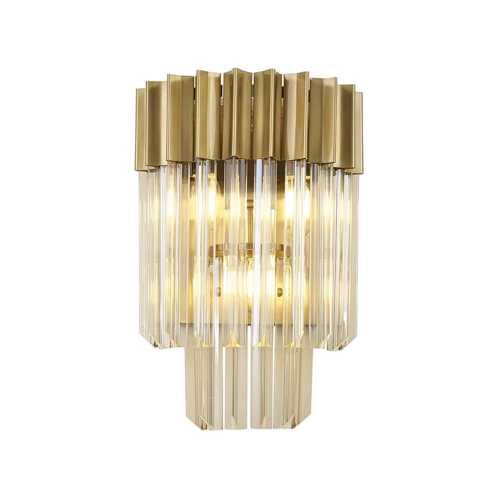 Luxuria Osiris 27.5xH41cm Wall 3 Light E14 Brass / Cognac Sculpted Glass