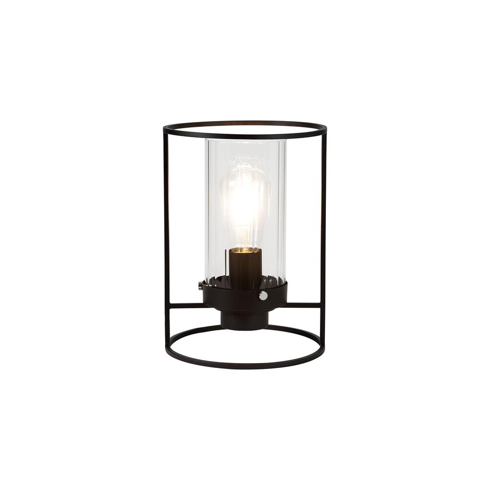 Luxuria Travolta Table Lamp 1 Light E27 Black/Clear Glass