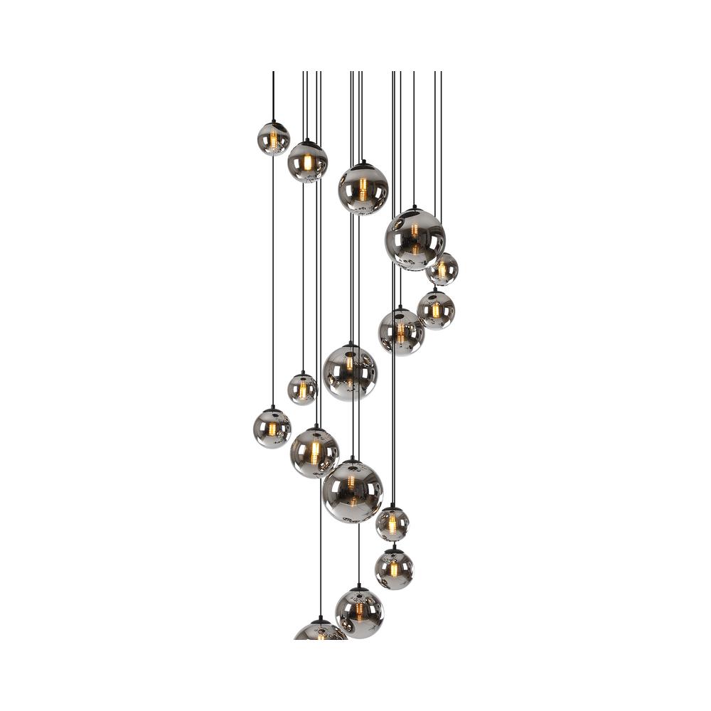 Luxuria Thorne 60cm Pendant 16xG9 Satin Black Chrome Plated Glass