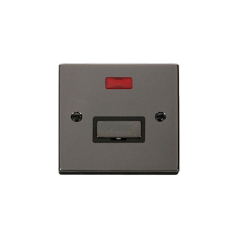 Click Deco 13A Fused 'Ingot' Connection Unit With Neon Black Nickel Insert Black