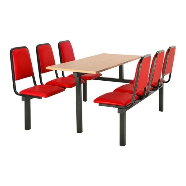 CU92 - 6-Seater Chester Canteen Unit - 1 Way Access, Red, Beech