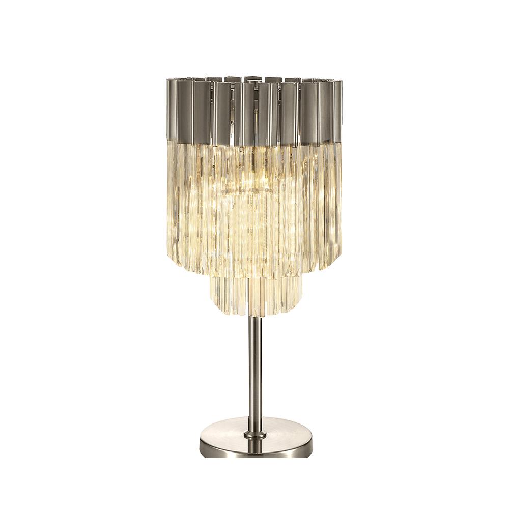 Luxuria Osiris 30xH65cm Table Lamp 3 Light E14 Polished Nickel/Clear Sculpted Glass