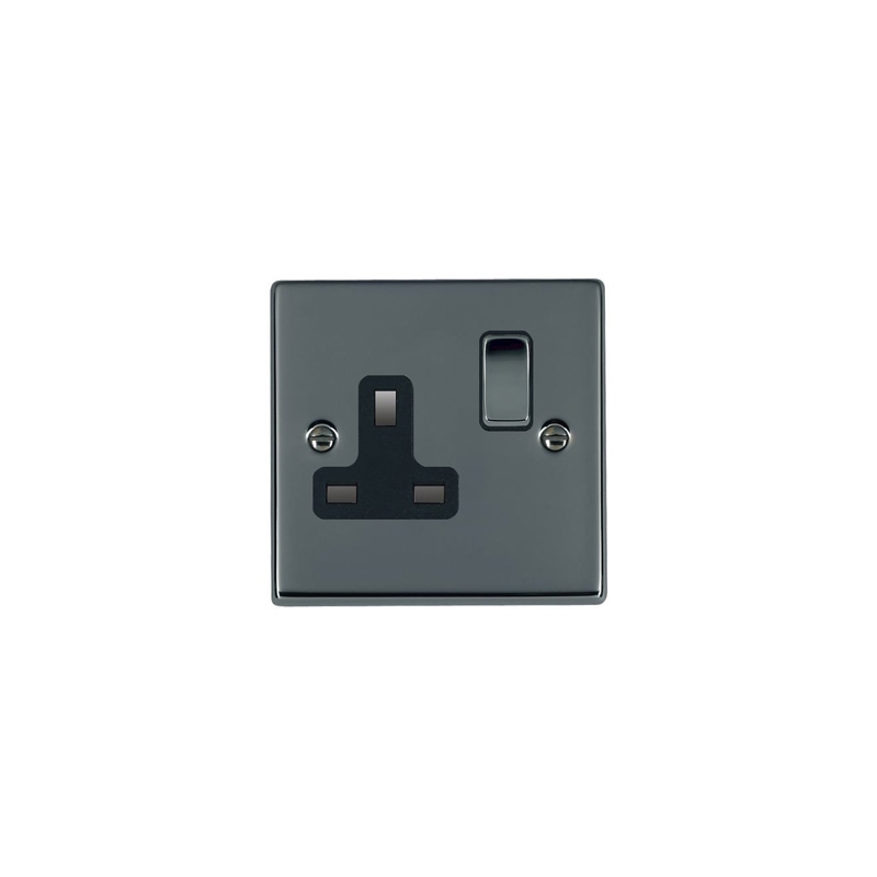 Hamilton Hartland 1 Gang 13A Switched Socket Black Nickel