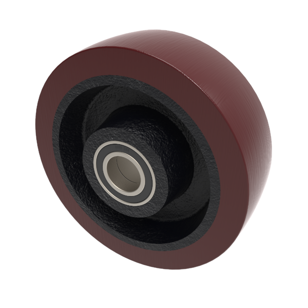 Polyurethane Cast Iron 160mm Ball Bearing Wheel 750kg Load