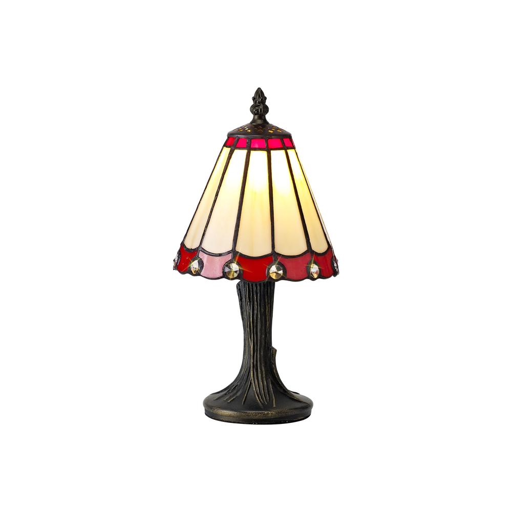 Luxuria Sleek Tiffany Table Lamp 1xE14 Cream/Red/Clear Crystal Shade