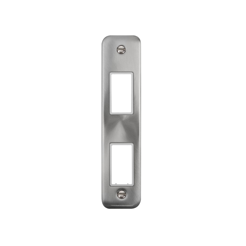 Click Deco Plus MiniGrid 2 Aperture Architrave Face Plate Satin Chrome White Inserts