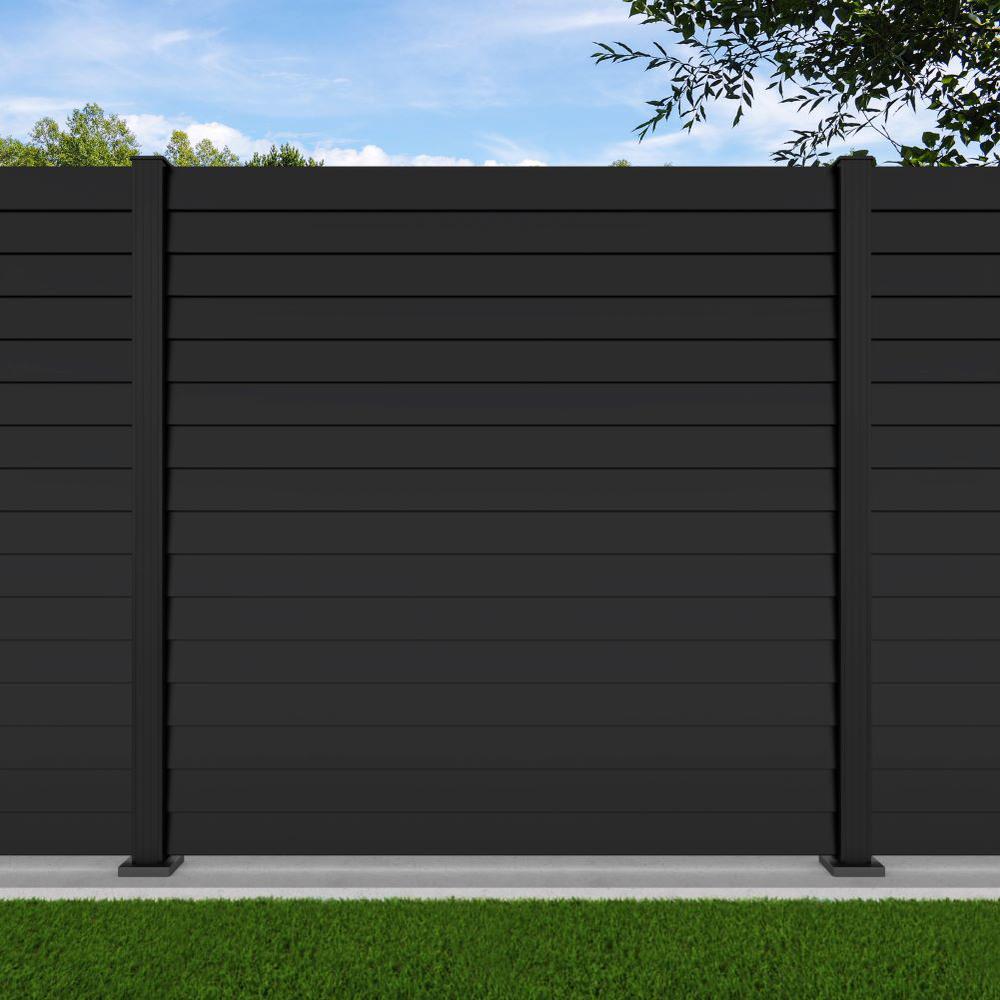 1.8m Louvre Fence Black Sand -Black Sand Bolt Down Posts - Metre Price 