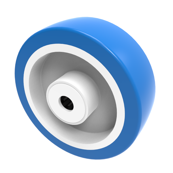 Soft Blue Polyurethane Nylon 150mm Roller Bearing Wheel 500kg Load