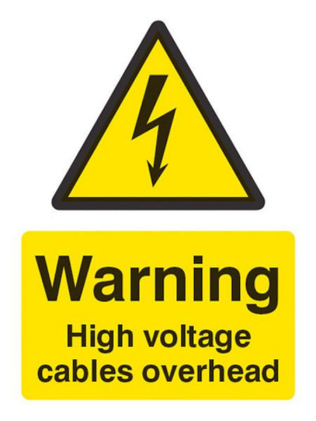 Warning high voltage cables overhead
