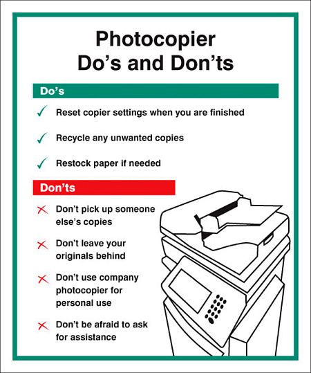 Photocopier - Do's & Dont's