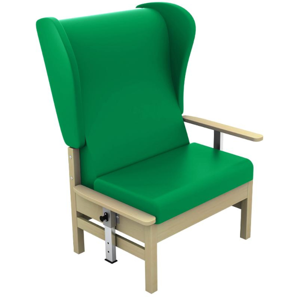 Atlas High Back Bariatric Arm Chair with Wings and Drop Arms - Green