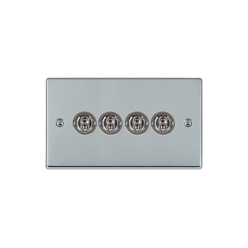 Hamilton Hartland 4 Gang 20AX 2 Way Toggle Switches Bright Chrome