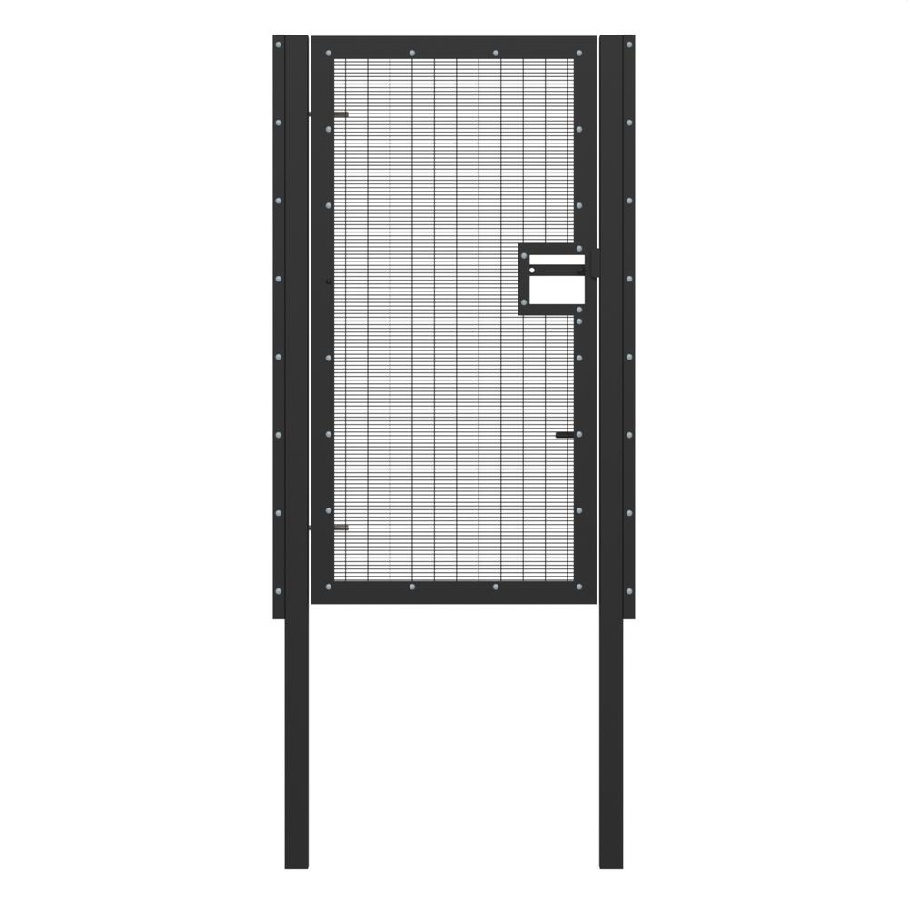 358 Wire Single Leaf Gate H 2.0 x 1mBlack Powder Coated Finish, Concrete-In