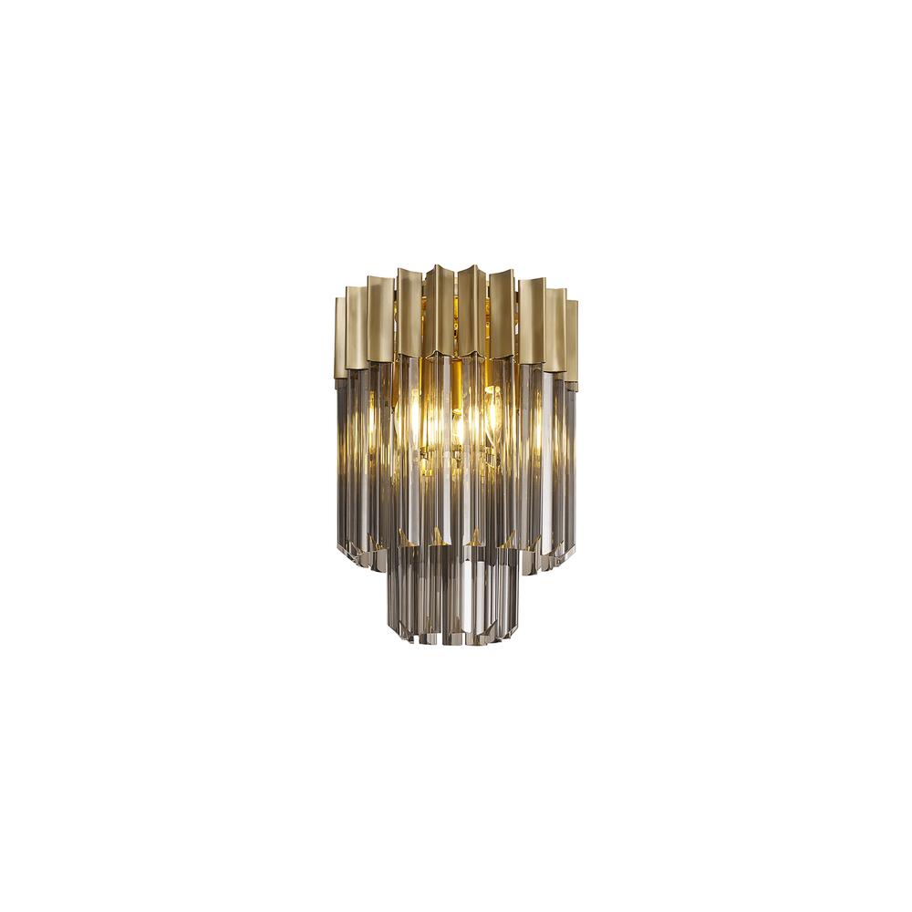 Luxuria Osiris 30cm Ceiling Round 3 Light E14 Brass / Smoke Sculpted Glass