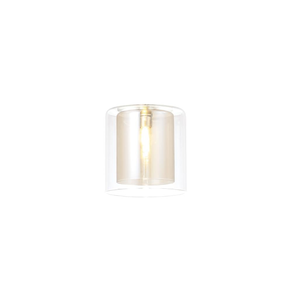 Luxuria Apex 140x140mm Medium Cylinder Clear Outer And Cognac Inner (H) Glass Shade